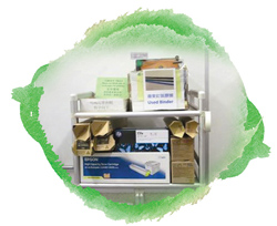 Recycling station for printer toner cartridges and rechargeable batteries