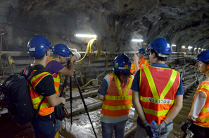 RTHK filming at Stonecutters Island tunnel site for the series Subsurface Rules featuring the vital project and challenges during the course of construction (show broadcast on 30 July 2015)