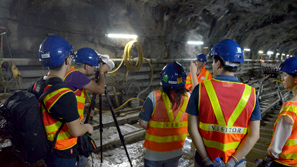 RTHK filming at Stonecutters Island tunnel site for the series Subsurface Rules