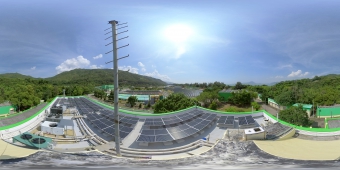 Solar Panels Installed on the Roof of Siu Ho Wan Sewage Treatment Works Administration Building (360° View)
