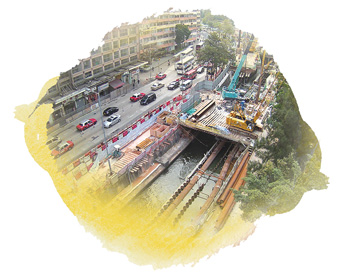 啟德河上游及中游改善工程的施工情況