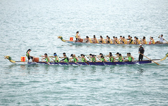 Our Dragon Boat Team in a race