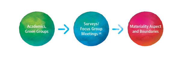 Academics, Green Groups -> Surveys/Focus Group Meetings -> Materiality Aspect and Boundaries