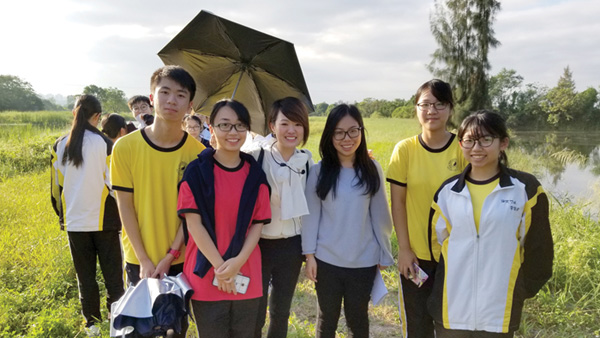 Secondary school students visiting Yuen Long Bypass Floodway Engineered Wetland