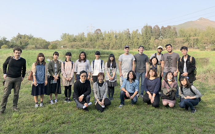 University students visiting the engineered wetland of Yuen Long Bypass Floodway