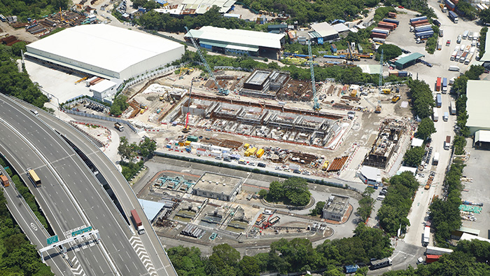 Aerial view of construction site for Upgrading of San Wai STW (Phase 1)
