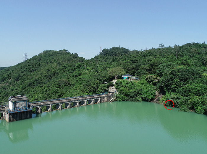 Location of the tunnel intake of Inter-reservoirs Transfer Scheme at the Kowloon Byewash Reservoir