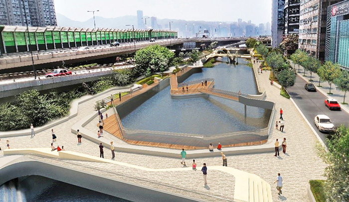Photomontage of the revitalised Tsui Ping River