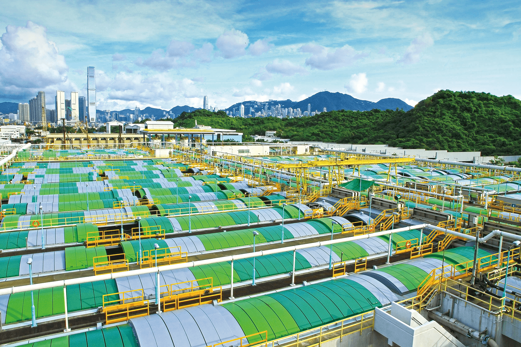 Double decked sedimentation tanks with fibre glass covers