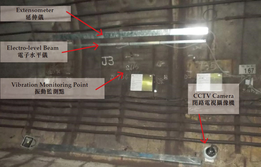 於港鐵隧道內安裝儀器以監測隧道下的爆破工程