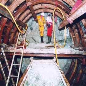 Manual excavation through Lead Mine Pass Fault in Tunnel F from Chainage 744 to Chainage 760