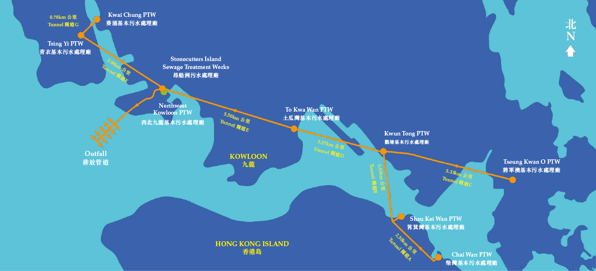 「淨化海港計劃」第一期隧道走線
