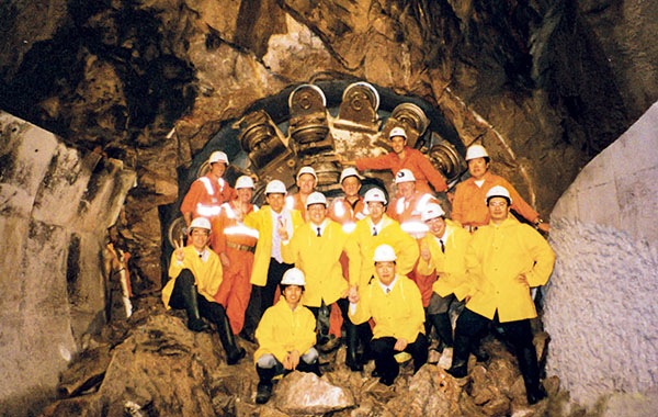 Celebrating the tunnel breakthrough on site