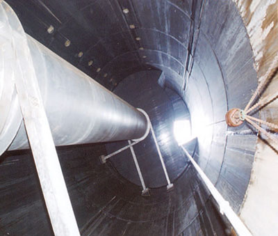 Interior of upper drop shaft