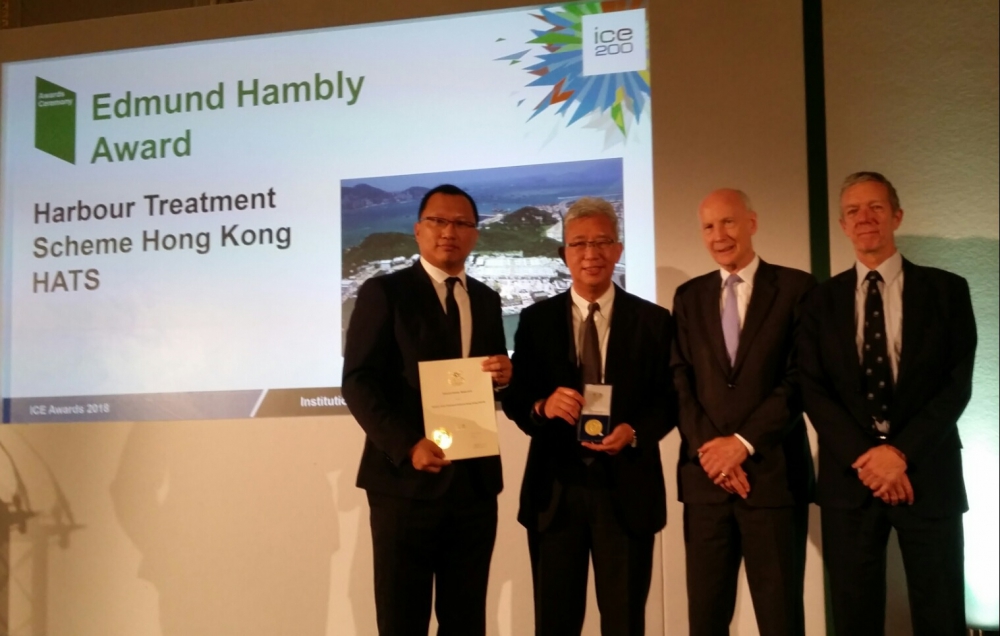 DSD’s “Harbour Area Treatment Scheme” was
awarded the 2018 Edmund Hambly Medal
from the Institution of Civil Engineers, U.K. for
its outstanding achievements in the area of
sustainable development. caption