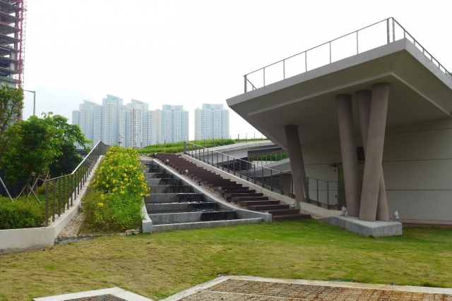 Rain water harvesting facilities in Kowloon City Sewage Pumping Stations No.1