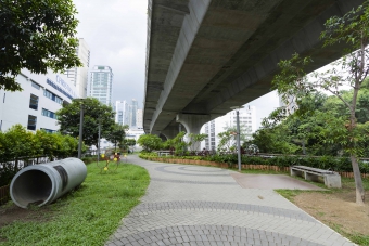 The Stilling Basin beneath Tsing Sha Highway with the Basin Deck being Developed into a Pet Garden