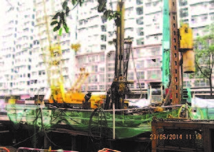 Piling works for Tung Tai Lane Footbridge are in progress