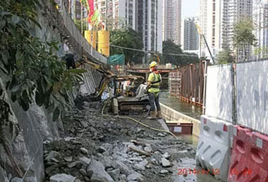 Nullah Wall Construction near Nga Tsin Wai Village has commenced