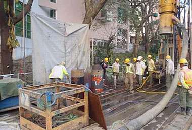 Pipe Pile Installation near Kowloon Walled City Community Hall (western side of the river) has completed