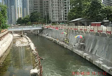 Nullah Wall Construction near Nga Tsin Wai Village has completed