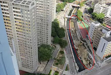 Riverbed and Nullah Wall Construction near Wong Chung Ming Secondary School has completed
