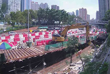 Rehabilitation works adjacent to Wong Tai Sin Police Station are in progress