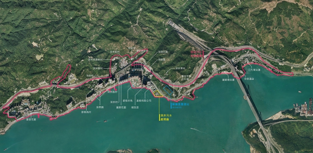 現有深井污水處理廠及污水集水區的俯視圖