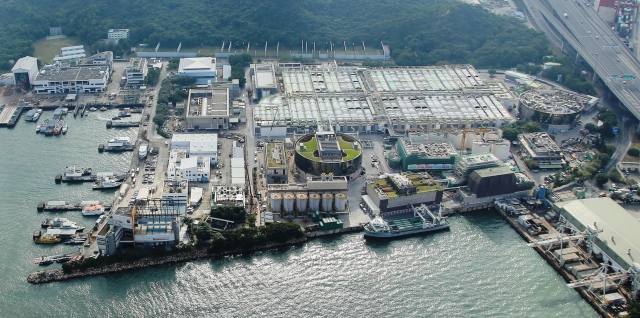 昂船洲污水处理厂鸟瞰图