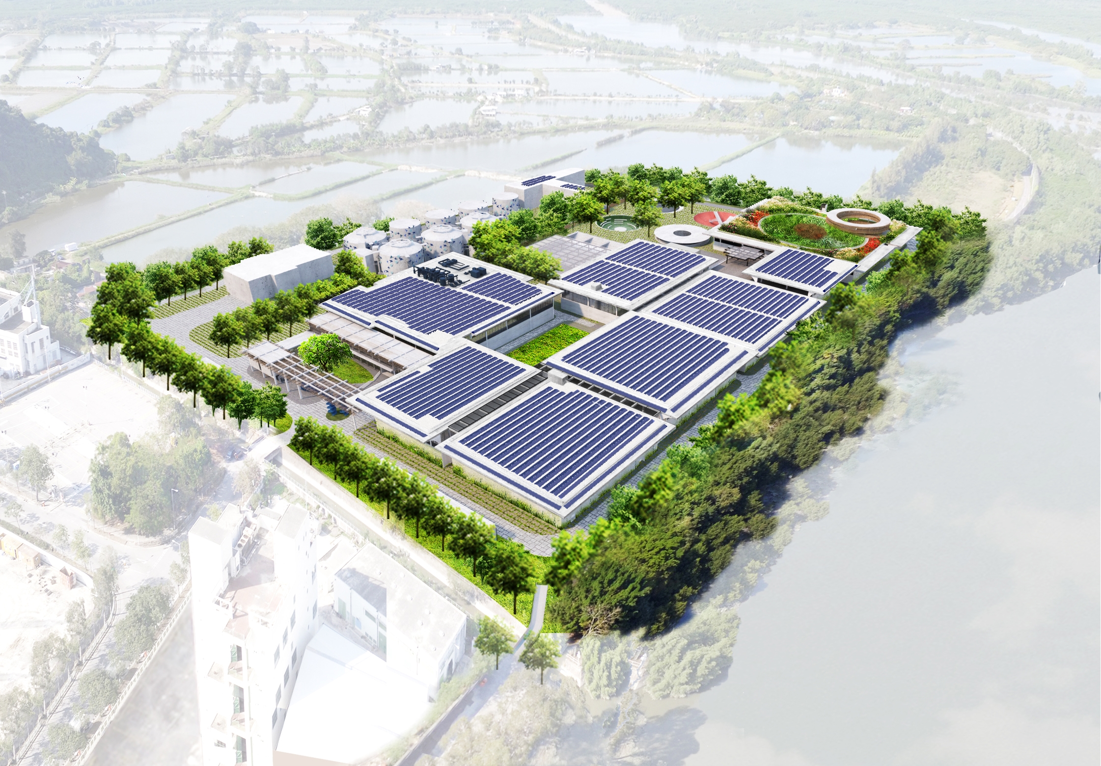 Photomontage of the future Yuen Long Effluent Polishing Plant