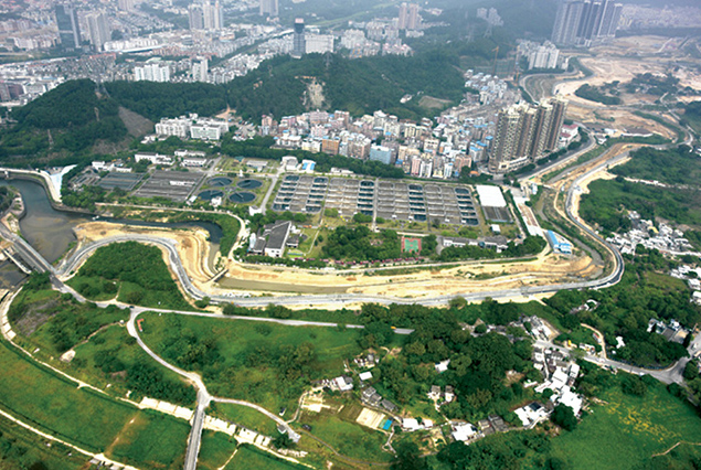治理深圳河第4期工程的鳥瞰圖