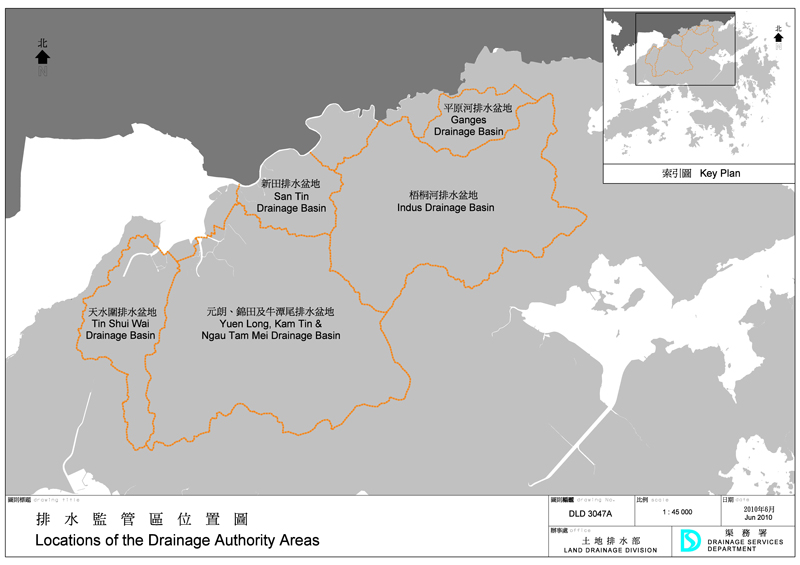 Locations of the Drainage Authority Areas